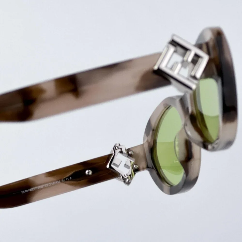Fendi FF DIAMONDS FE40140U 01A Men NEW AUTHENTIC Sunglasses Oval Havana Green